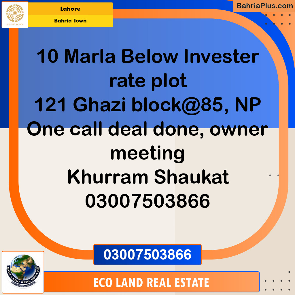 Residential Plot for Sale in Bahria Town, Lahore - (BP-271365)