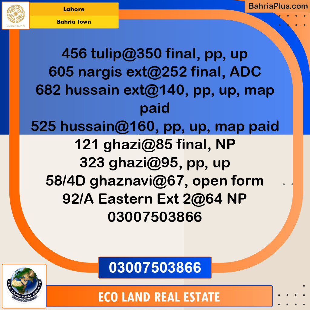 Residential Plot for Sale in Bahria Town, Lahore - (BP-271369)