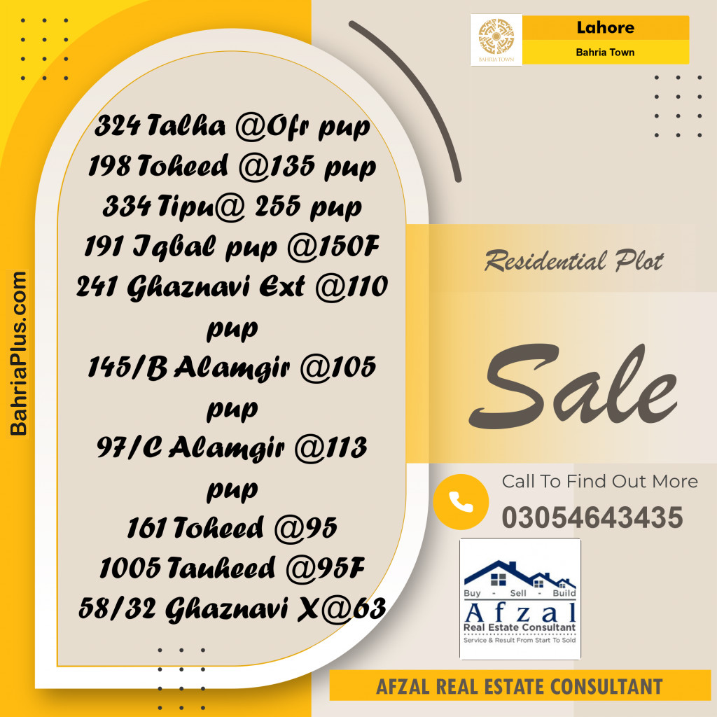 Residential Plot for Sale in Bahria Town, Lahore - (BP-271394)