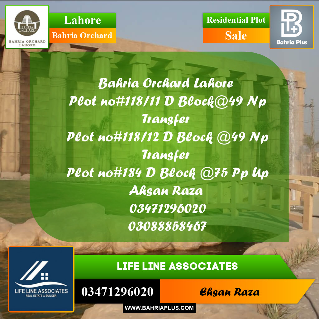 5 Marla Residential Plot for Sale in Bahria Orchard, Lahore - (BP-271398)