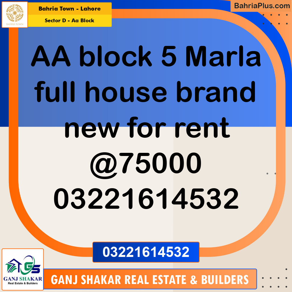 5 Marla Residential House for Rent in Sector D - AA Block -  Bahria Town, Lahore - (BP-271400)