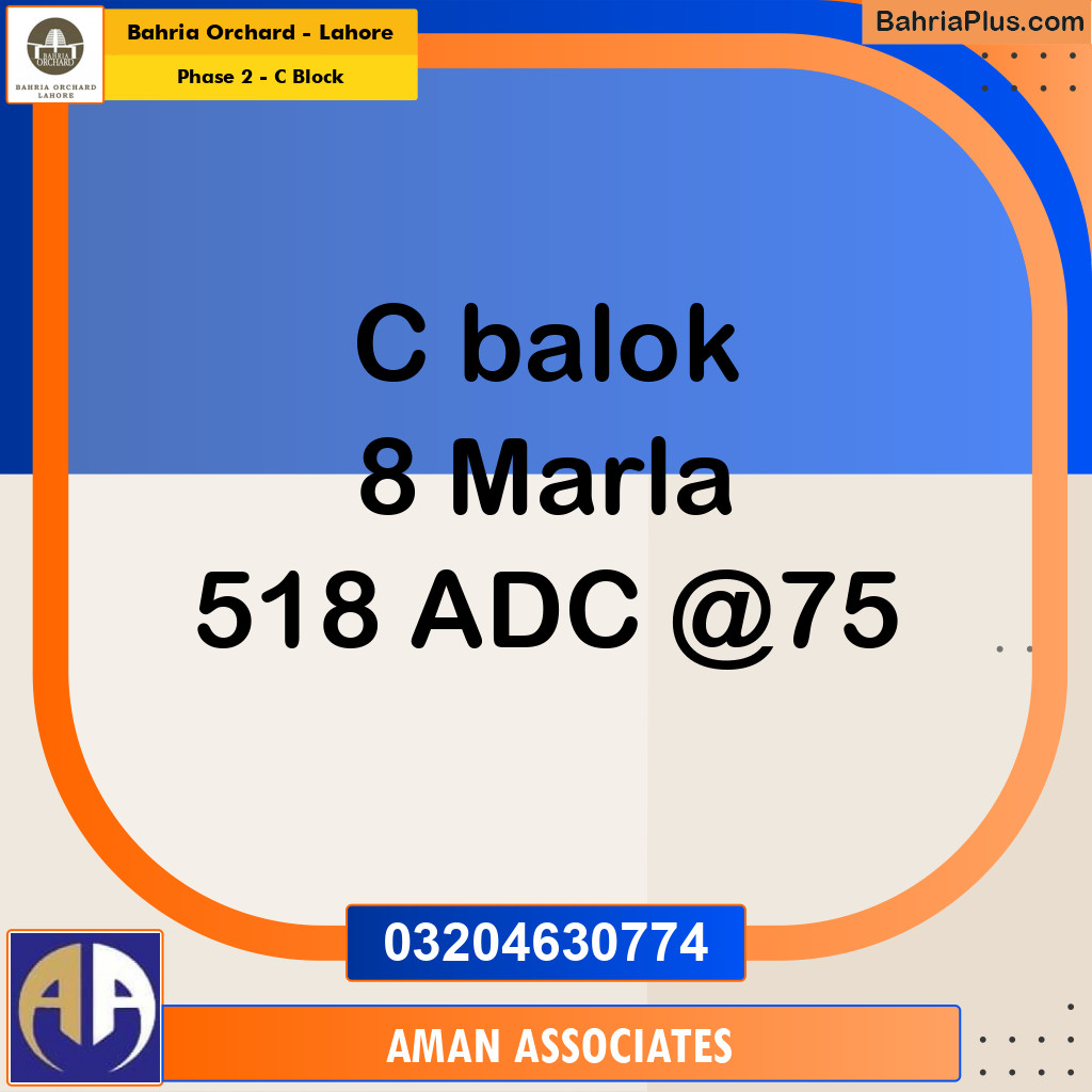 8 Marla Residential Plot for Sale in Phase 2 - C Block -  Bahria Orchard, Lahore - (BP-271434)