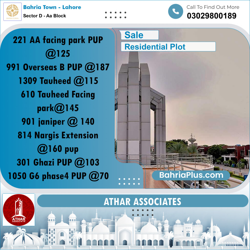 5 Marla Residential Plot for Sale in Sector D - AA Block -  Bahria Town, Lahore - (BP-271448)