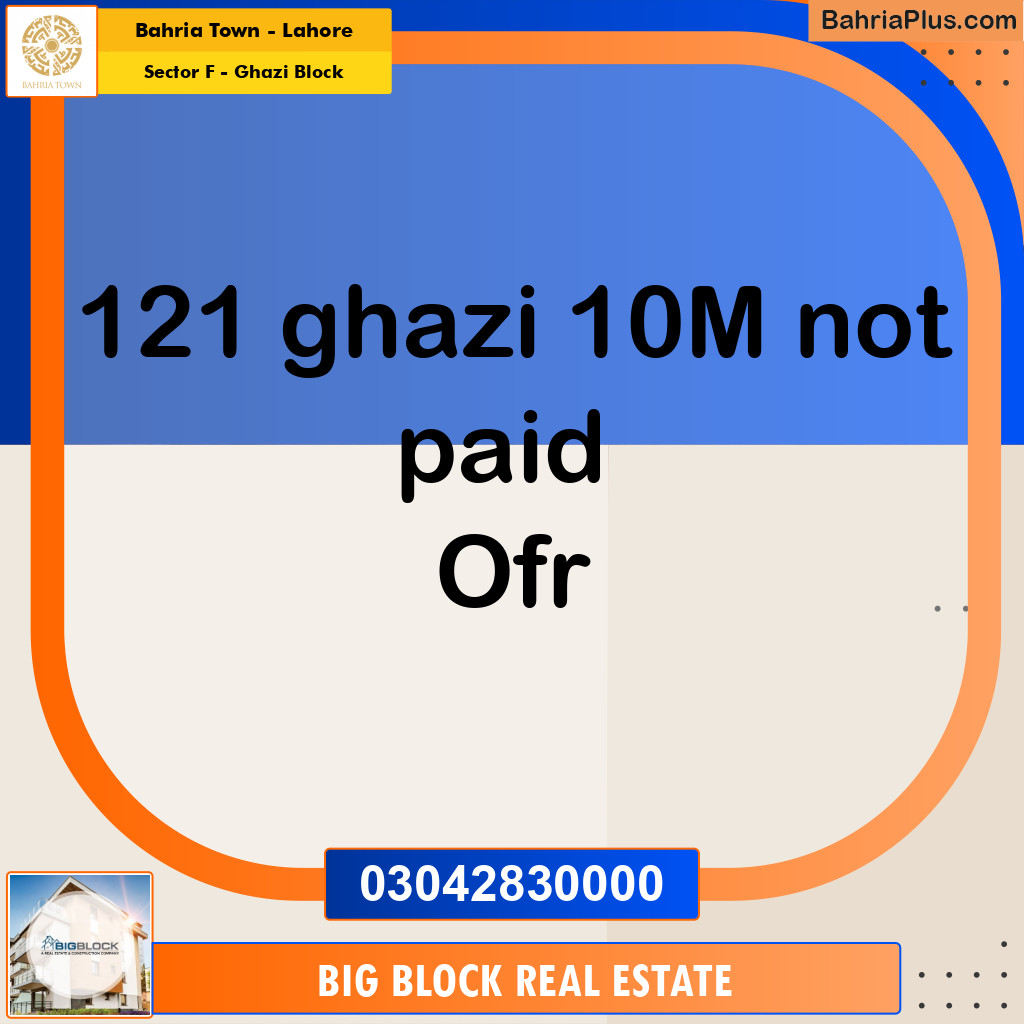 10 Marla Residential Plot for Sale in Sector F - Ghazi Block -  Bahria Town, Lahore - (BP-271449)