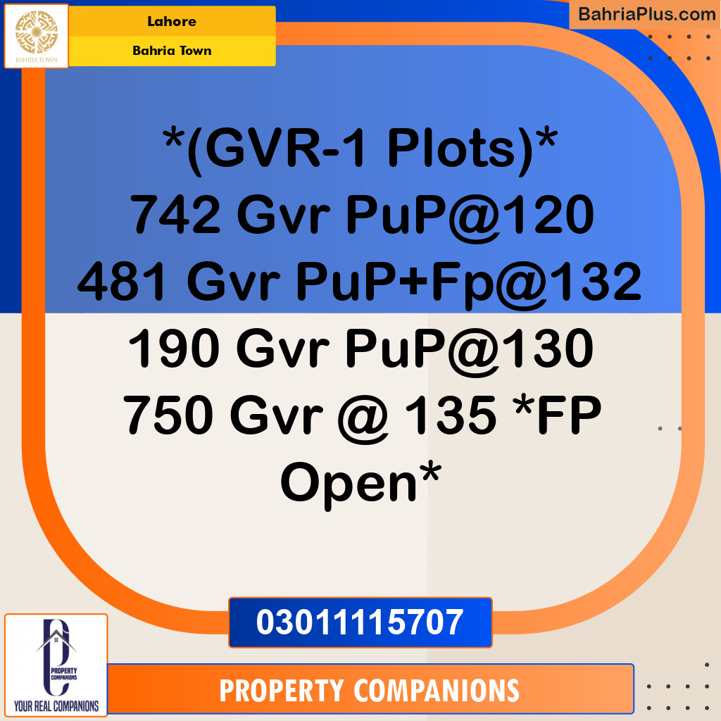 Residential Plot for Sale in Bahria Town, Lahore - (BP-271456)