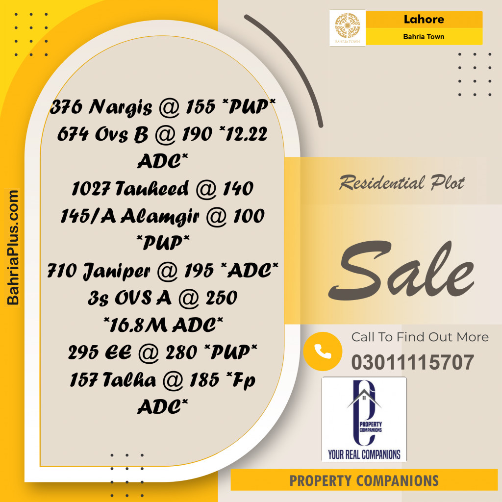 Residential Plot for Sale in Bahria Town, Lahore - (BP-271458)