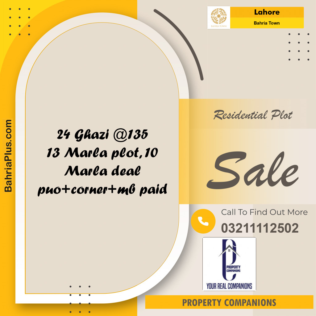Residential Plot for Sale in Bahria Town, Lahore - (BP-271485)