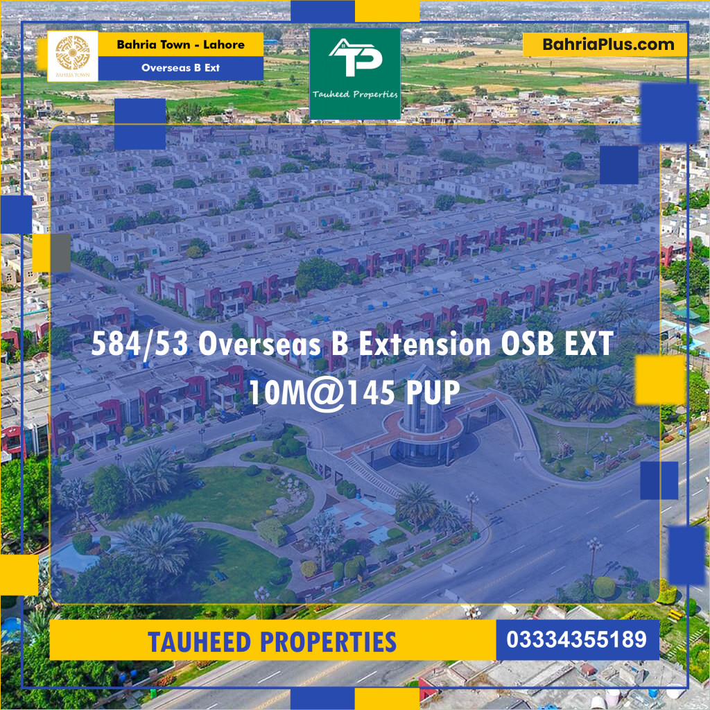 10 Marla Residential Plot for Sale in Overseas B Ext -  Bahria Town, Lahore - (BP-271523)