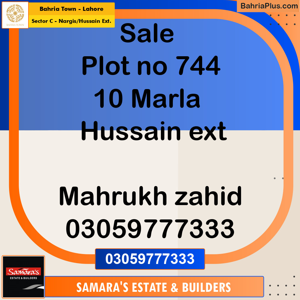 10 Marla Residential Plot for Sale in Sector C - Nargis/Hussain Ext. -  Bahria Town, Lahore - (BP-271531)