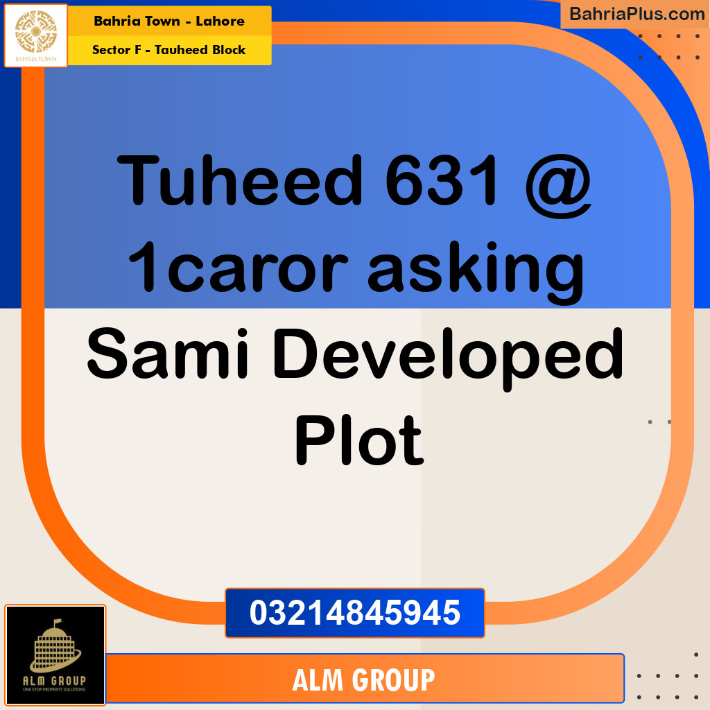 10 Marla Residential Plot for Sale in Sector F - Tauheed Block -  Bahria Town, Lahore - (BP-271539)