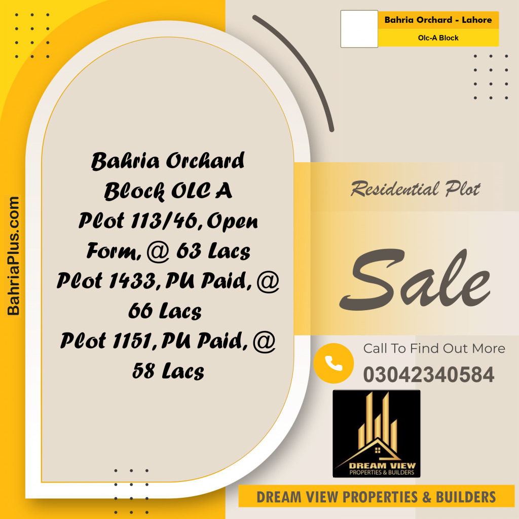 5 Marla Residential Plot for Sale in OLC-A Block -  Bahria Orchard, Lahore - (BP-271558)