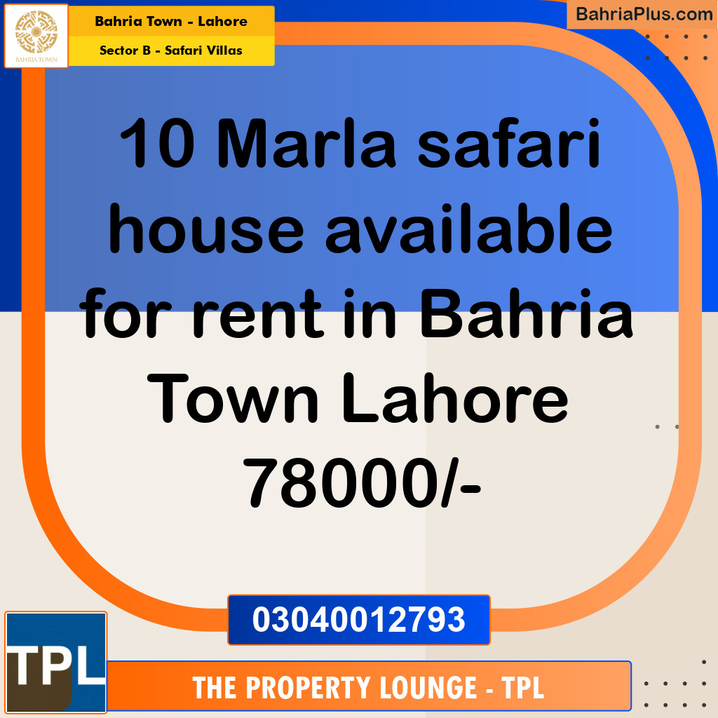 10 Marla Residential House for Rent in Sector B - Safari Villas -  Bahria Town, Lahore - (BP-271563)