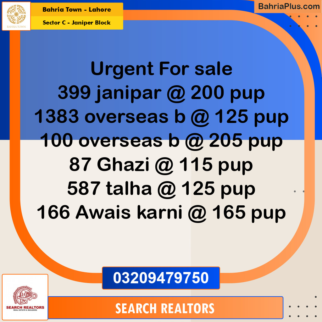 10 Marla Residential Plot for Sale in Sector C - Janiper Block -  Bahria Town, Lahore - (BP-271646)