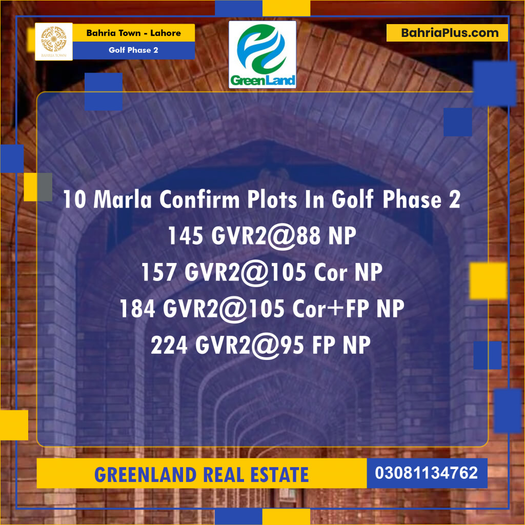 10 Marla Residential Plot for Sale in Golf Phase 2 -  Bahria Town, Lahore - (BP-271663)