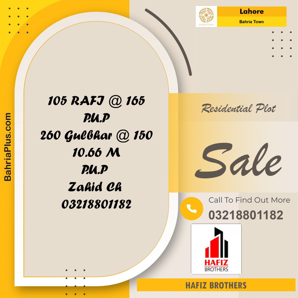 Residential Plot for Sale in Bahria Town, Lahore - (BP-271701)