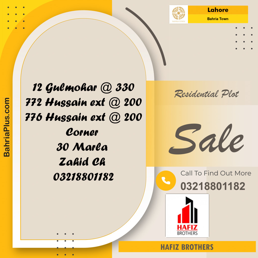 Residential Plot for Sale in Bahria Town, Lahore - (BP-271703)