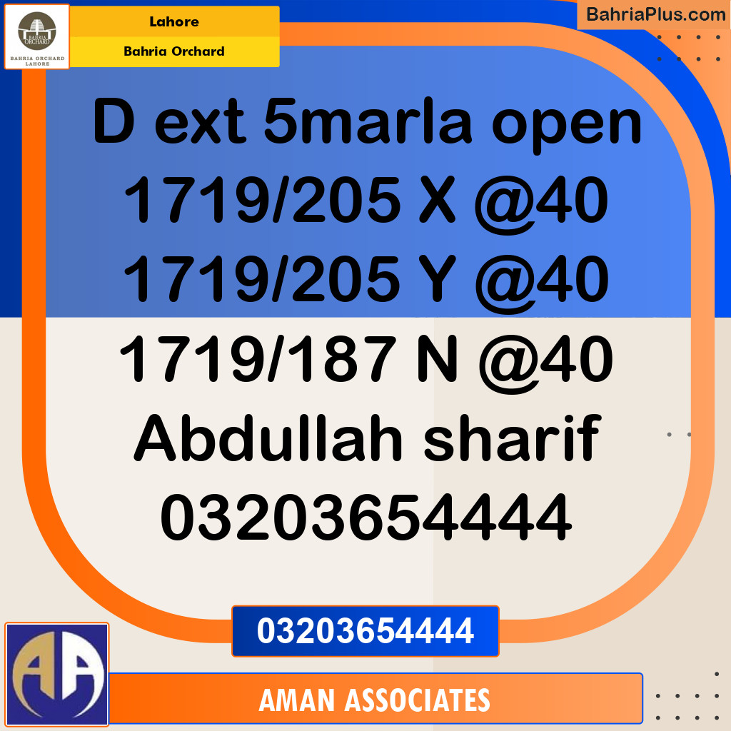 Residential Plot for Sale in Bahria Orchard, Lahore - (BP-271712)