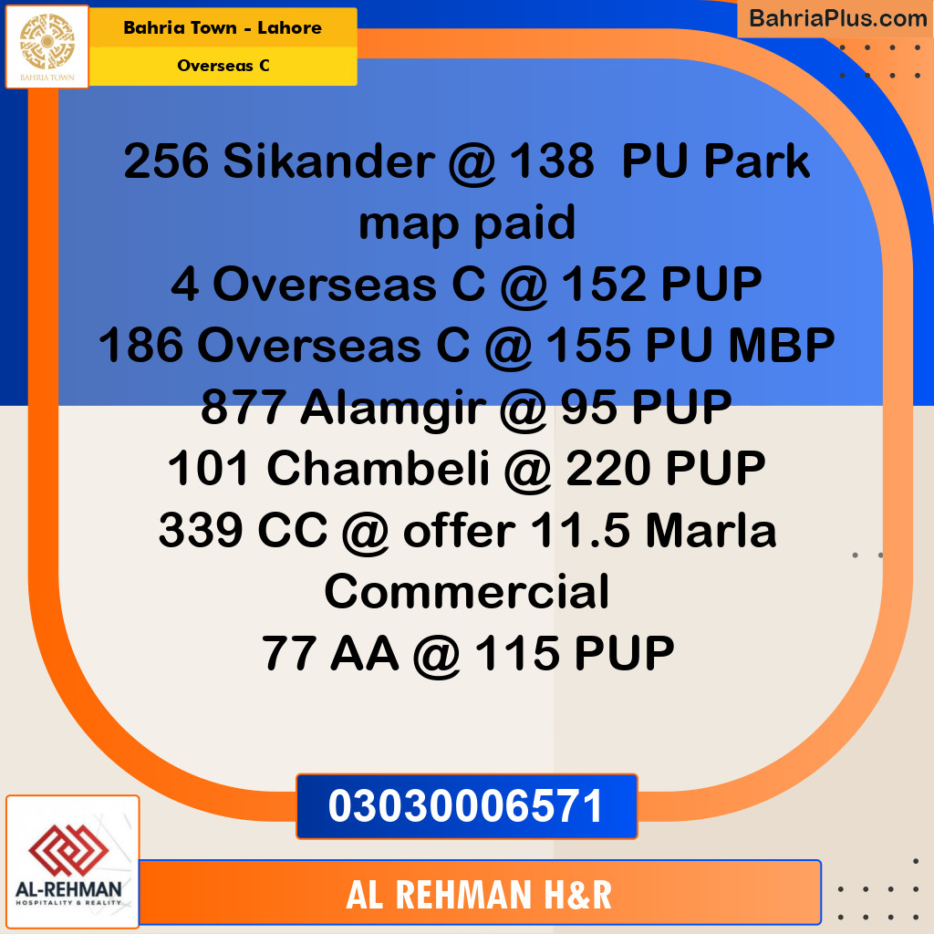 10 Marla Residential Plot for Sale in Overseas C -  Bahria Town, Lahore - (BP-271744)