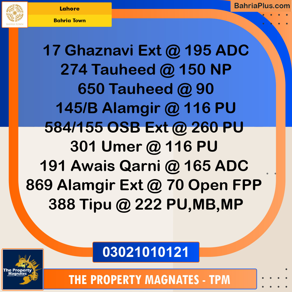 Residential Plot for Sale in Bahria Town, Lahore - (BP-271755)