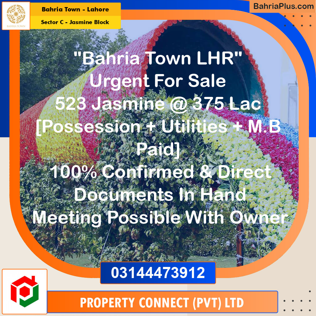 1 Kanal Residential Plot for Sale in Sector C - Jasmine Block -  Bahria Town, Lahore - (BP-271784)