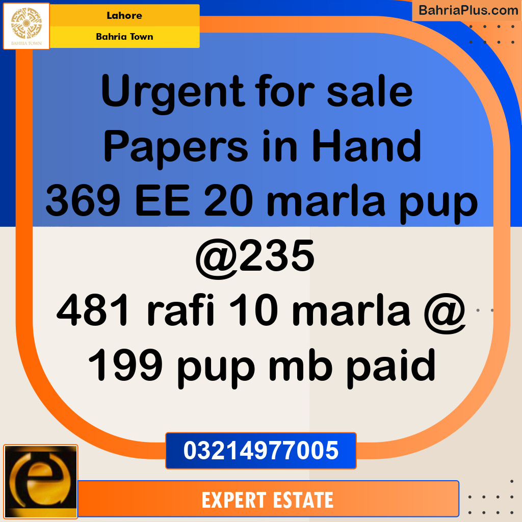 1 Kanal Residential Plot for Sale in Bahria Town, Lahore - (BP-271826)