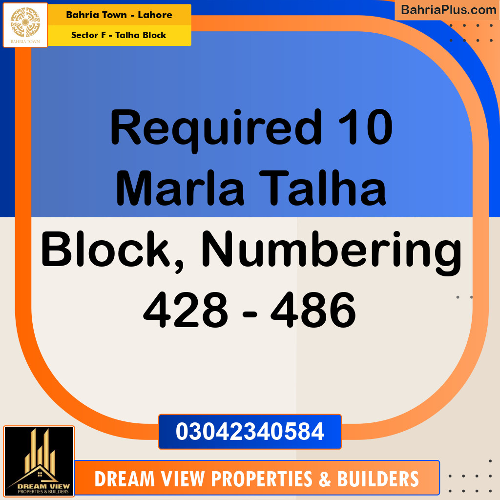 10 Marla Residential Plot for Sale in Sector F - Talha Block -  Bahria Town, Lahore - (BP-271840)