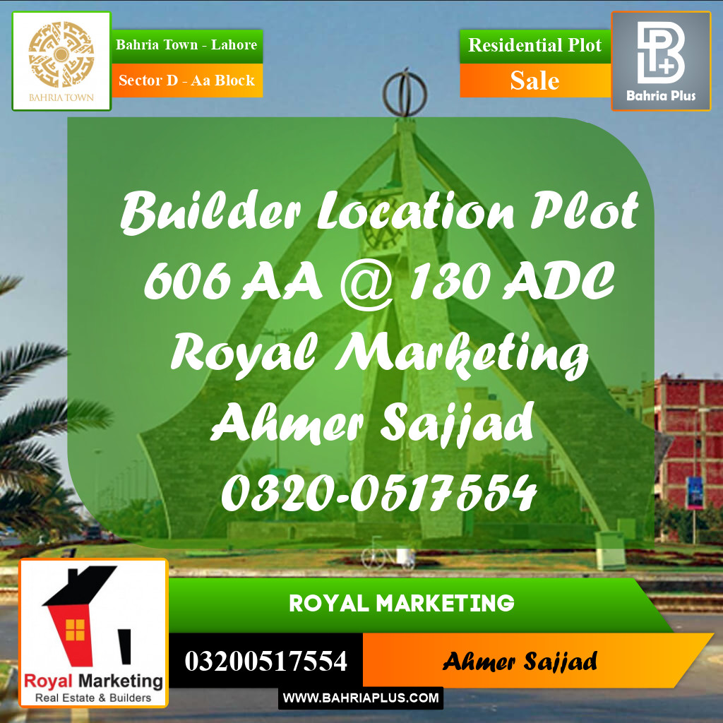Residential Plot for Sale in Sector D - AA Block -  Bahria Town, Lahore - (BP-271847)