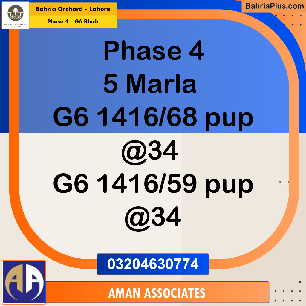 5 Marla Residential Plot for Sale in Phase 4 - G6 Block -  Bahria Orchard, Lahore - (BP-271918)