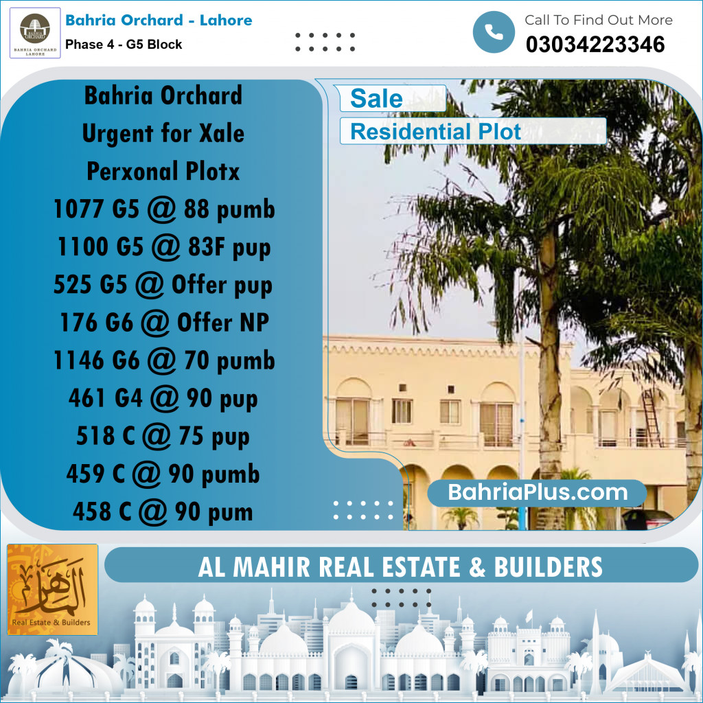 Residential Plot for Sale in Phase 4 - G5 Block -  Bahria Orchard, Lahore - (BP-271947)