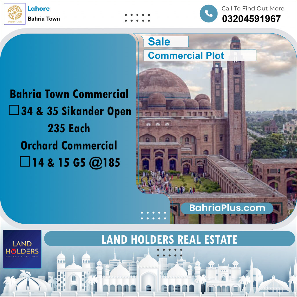 Commercial Plot for Sale in Bahria Town, Lahore - (BP-271956)