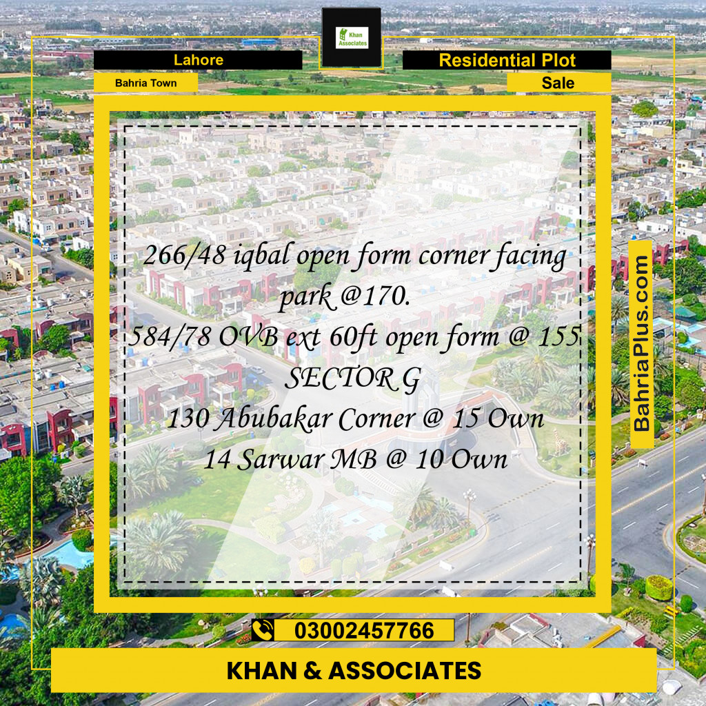 Residential Plot for Sale in Bahria Town, Lahore - (BP-271968)