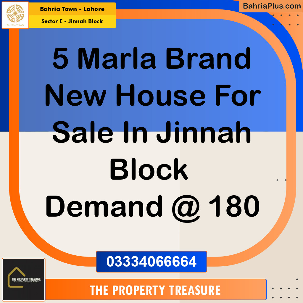 5 Marla Residential House for Sale in Sector E - Jinnah Block -  Bahria Town, Lahore - (BP-271989)