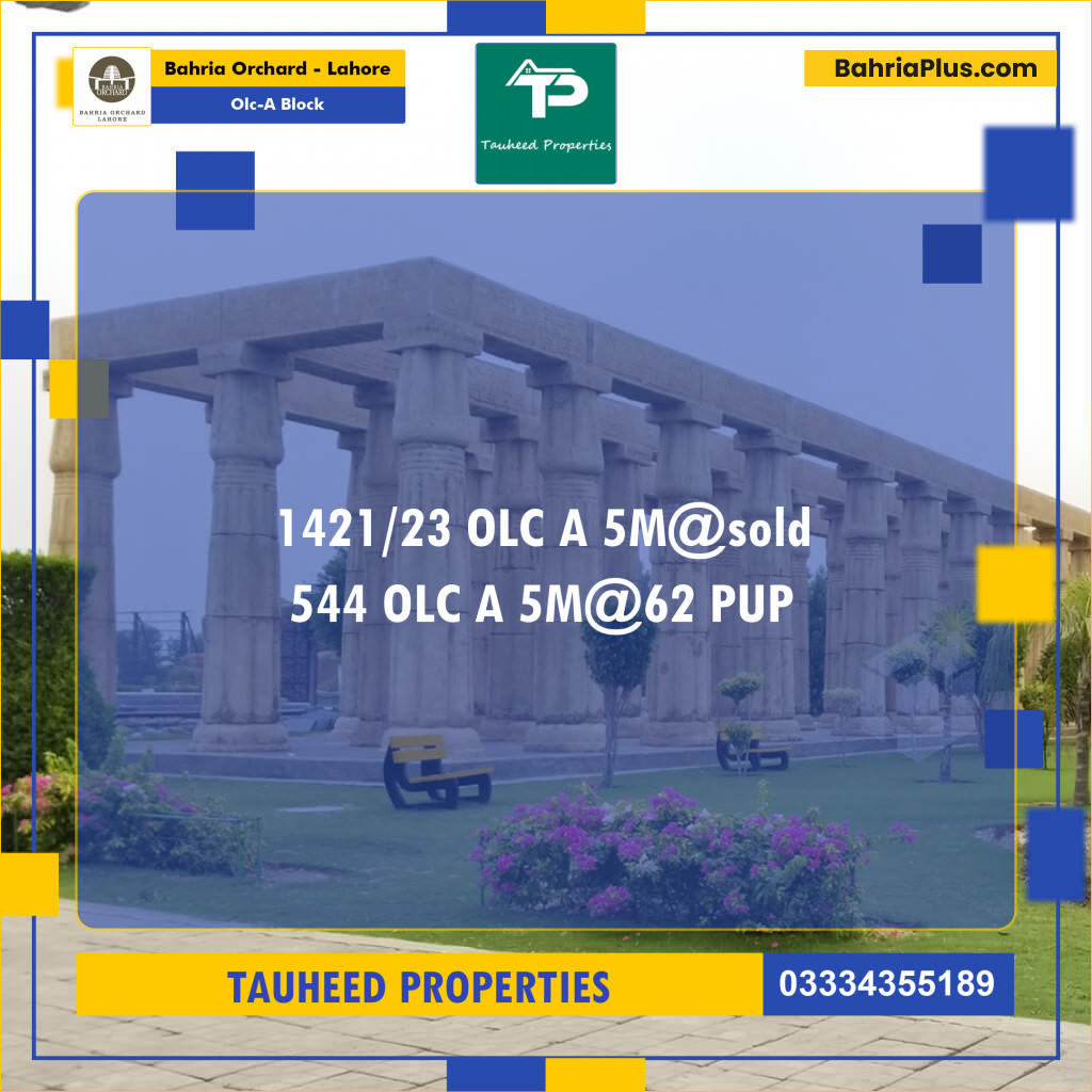 5 Marla Residential Plot for Sale in OLC-A Block -  Bahria Orchard, Lahore - (BP-271991)