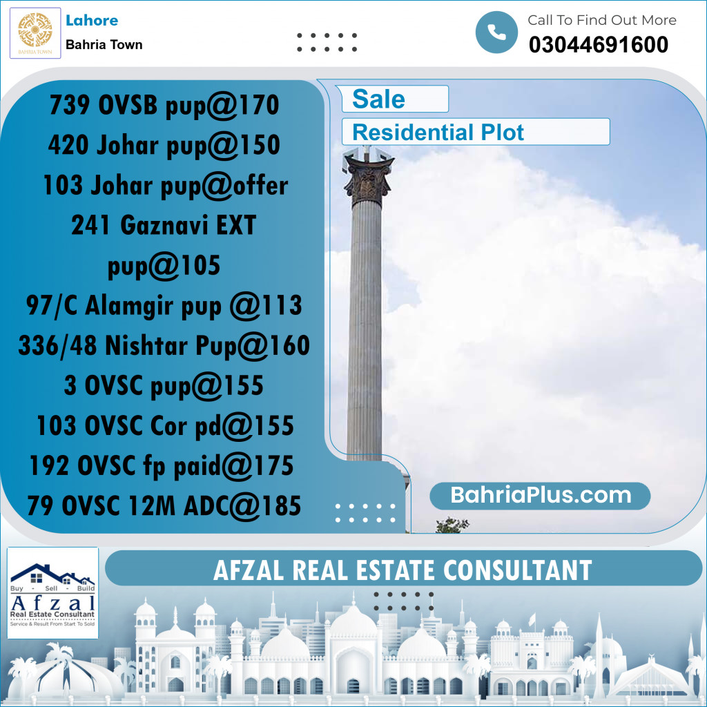Residential Plot for Sale in Bahria Town, Lahore - (BP-272008)