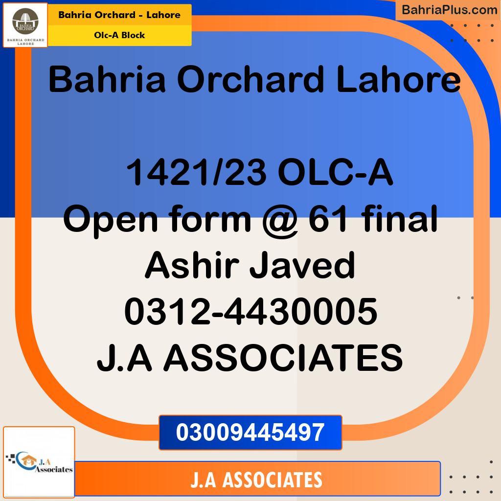 5 Marla Residential Plot for Sale in OLC-A Block -  Bahria Orchard, Lahore - (BP-272117)