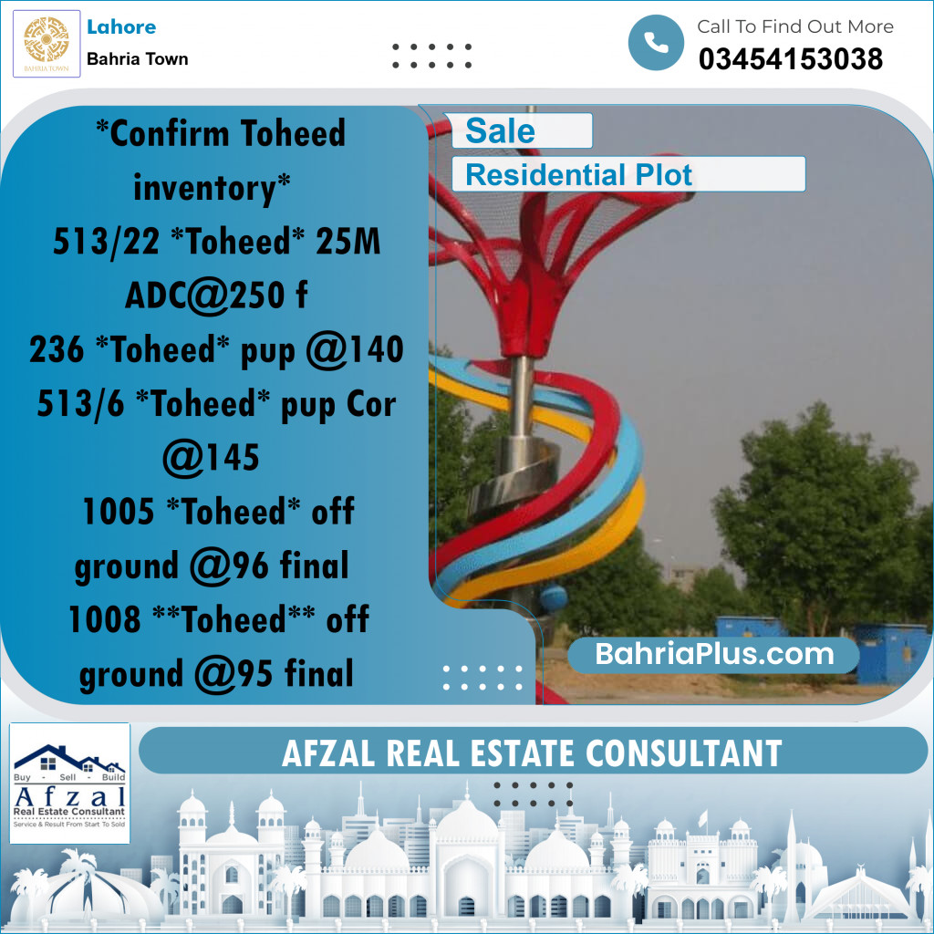 Residential Plot for Sale in Bahria Town, Lahore - (BP-272121)