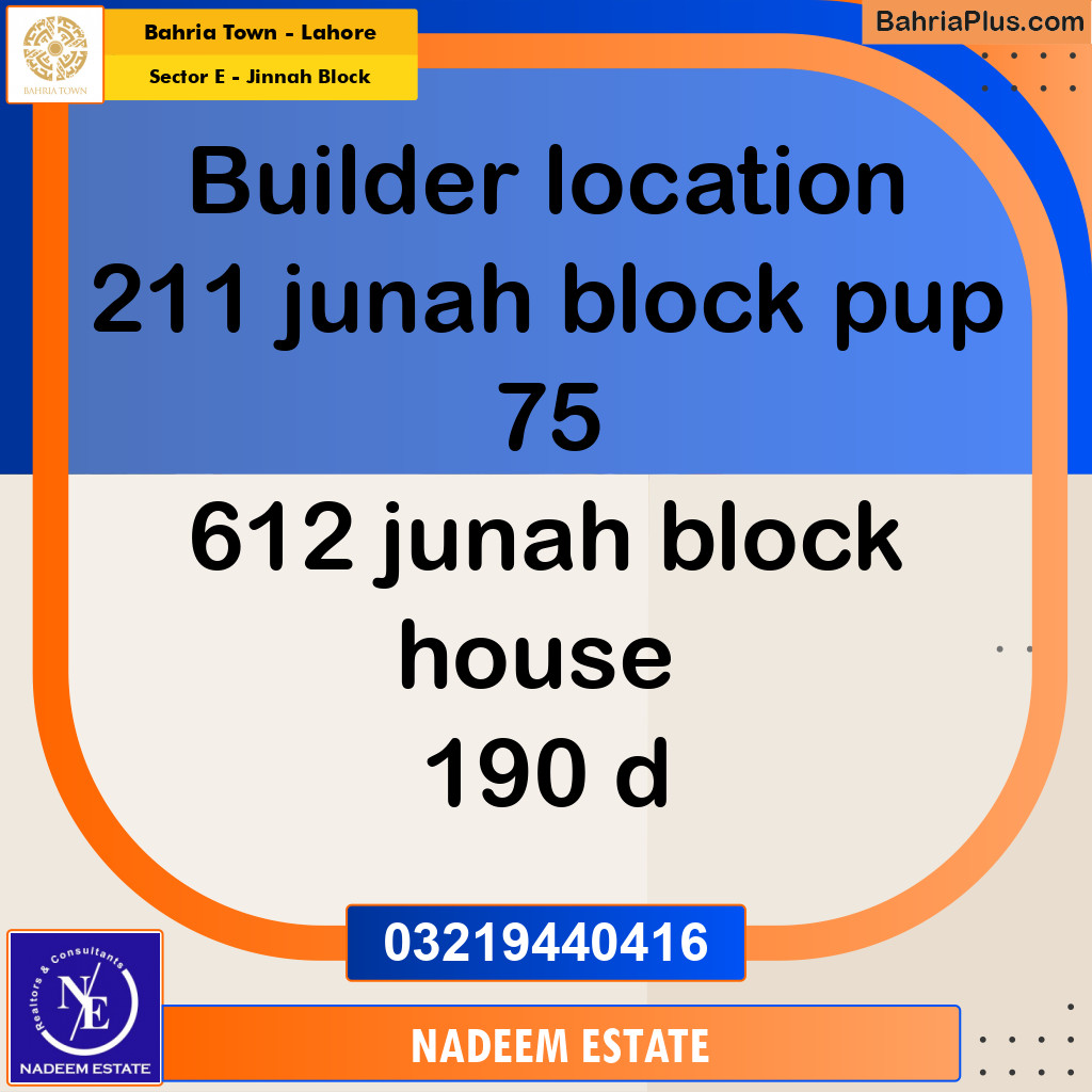 Residential Plot for Sale in Sector E - Jinnah Block -  Bahria Town, Lahore - (BP-272126)