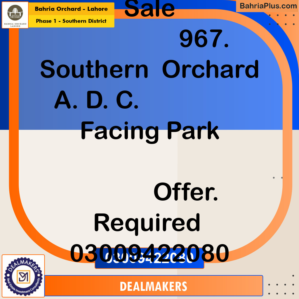 8 Marla Residential Plot for Sale in Phase 1 - Southern District -  Bahria Orchard, Lahore - (BP-272131)