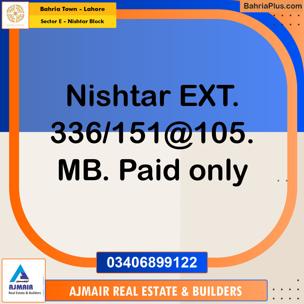 5 Marla Residential Plot for Sale in Sector E - Nishtar Block -  Bahria Town, Lahore - (BP-272153)