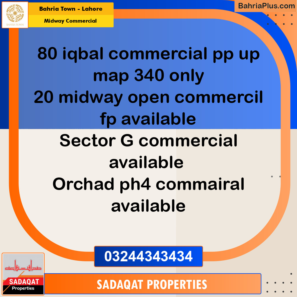 7.33 Marla Commercial Plot for Sale in Midway Commercial -  Bahria Town, Lahore - (BP-272228)