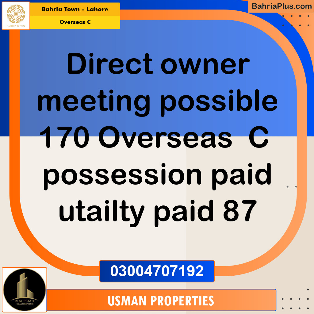 5 Marla Residential Plot for Sale in Overseas C -  Bahria Town, Lahore - (BP-272246)