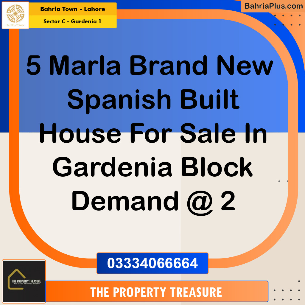 5 Marla Residential House for Sale in Sector C - Gardenia 1 -  Bahria Town, Lahore - (BP-272253)