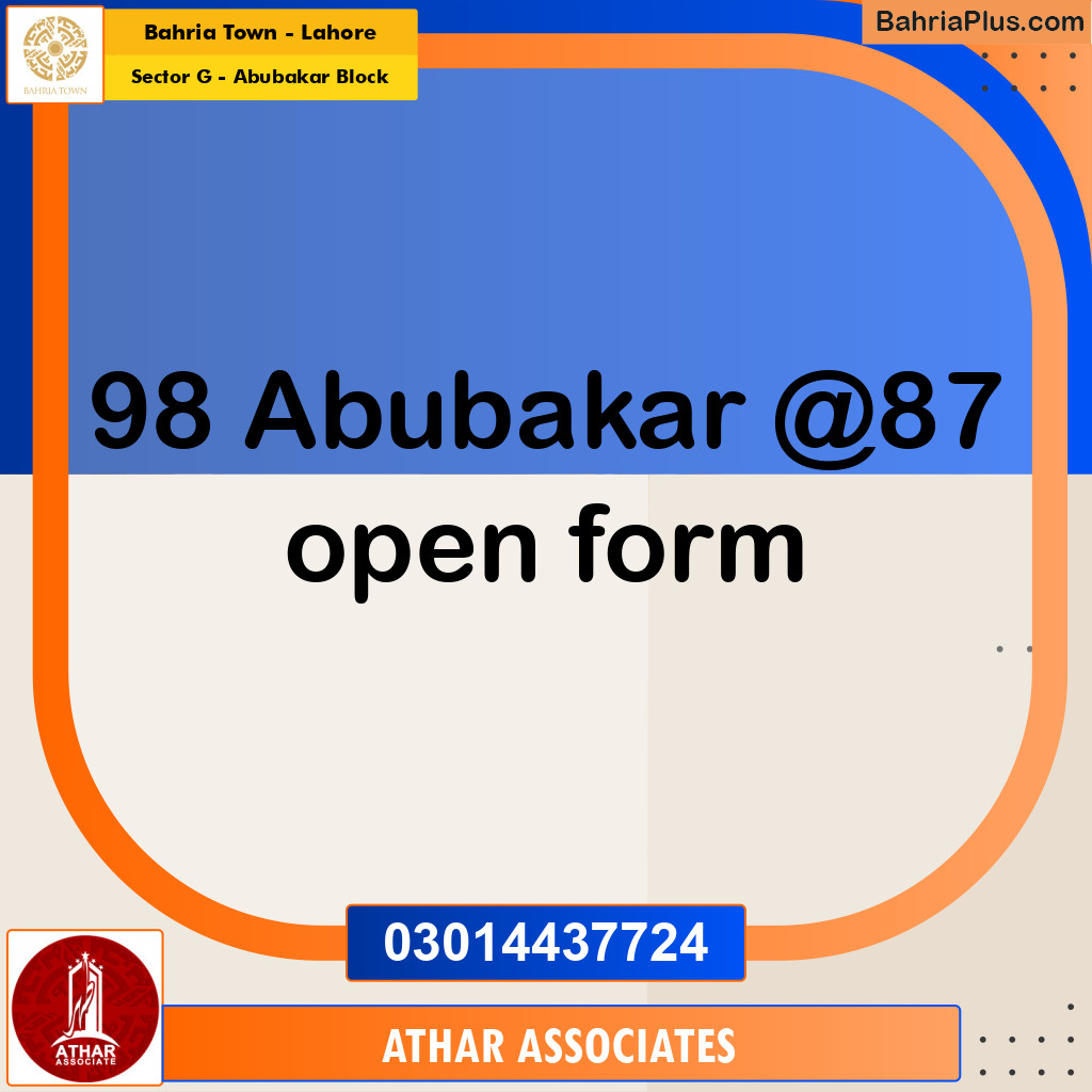 10 Marla Residential Plot for Sale in Sector G - Abubakar Block -  Bahria Town, Lahore - (BP-272266)