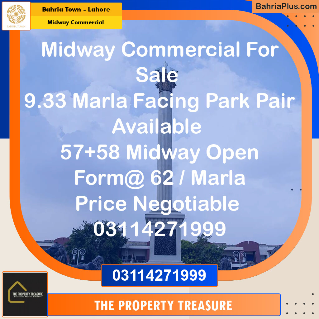 9 Marla Commercial Plot for Sale in Midway Commercial -  Bahria Town, Lahore - (BP-272296)
