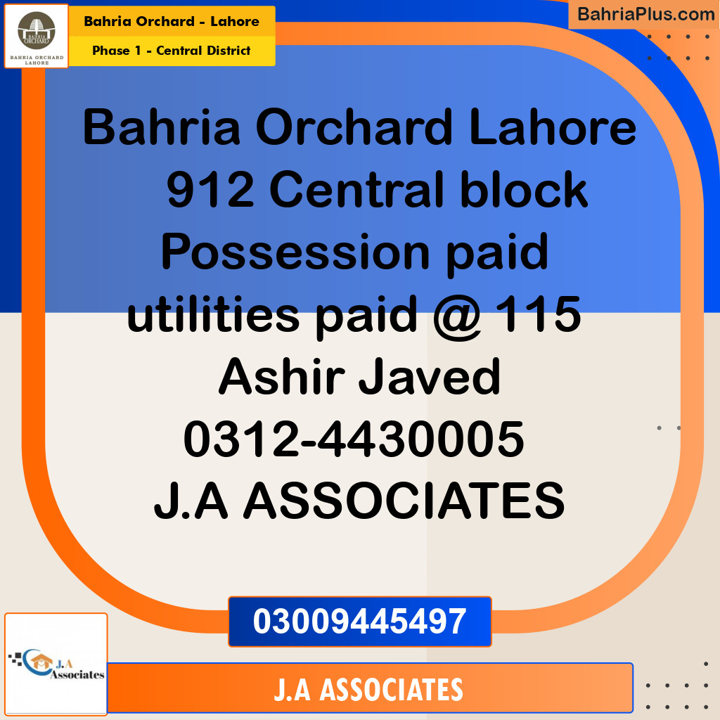 10 Marla Residential Plot for Sale in Phase 1 - Central District -  Bahria Orchard, Lahore - (BP-272326)