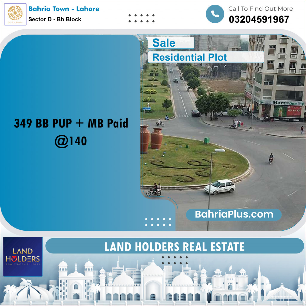 5 Marla Residential Plot for Sale in Sector D - BB Block -  Bahria Town, Lahore - (BP-272333)