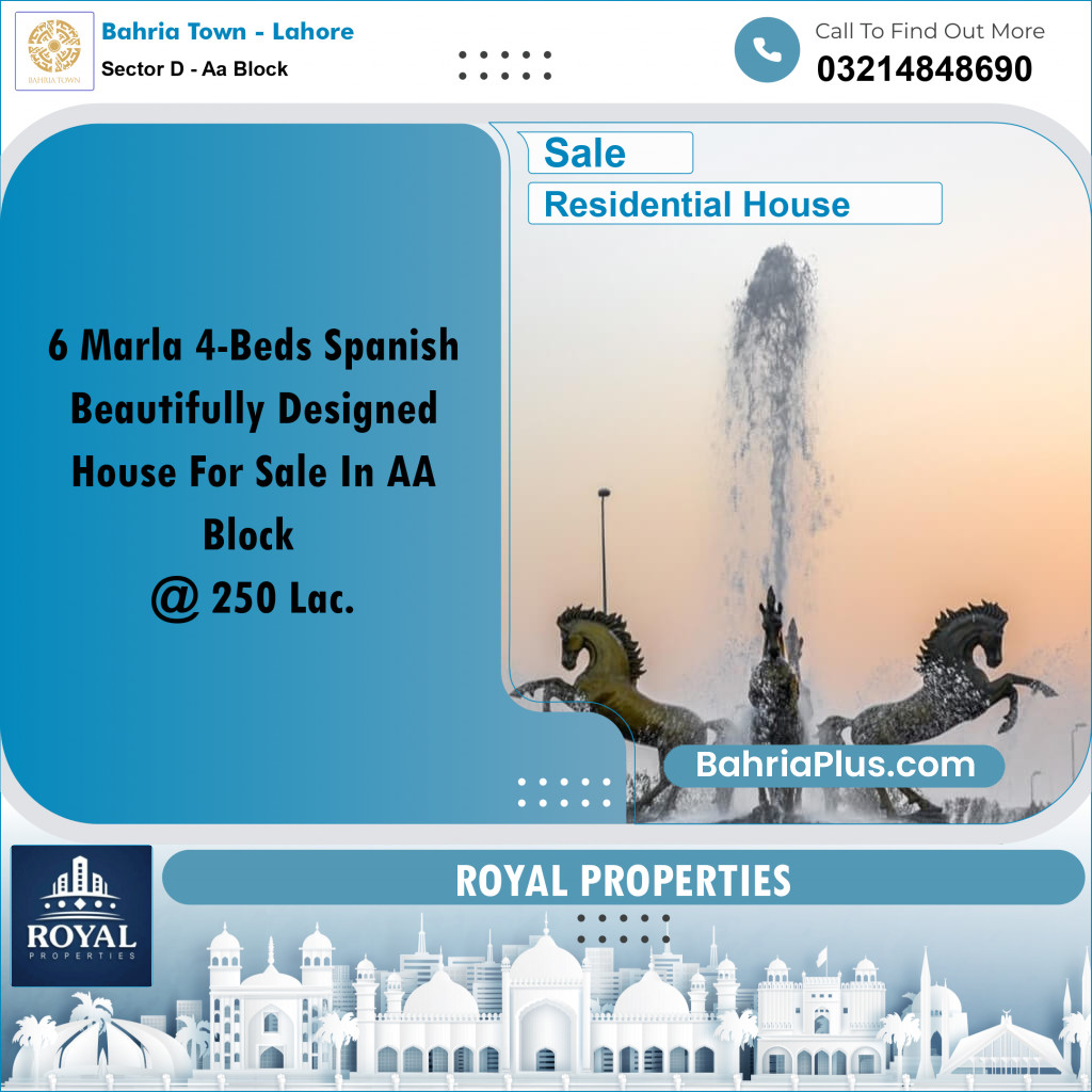 6 Marla Residential House for Sale in Sector D - AA Block -  Bahria Town, Lahore - (BP-272358)