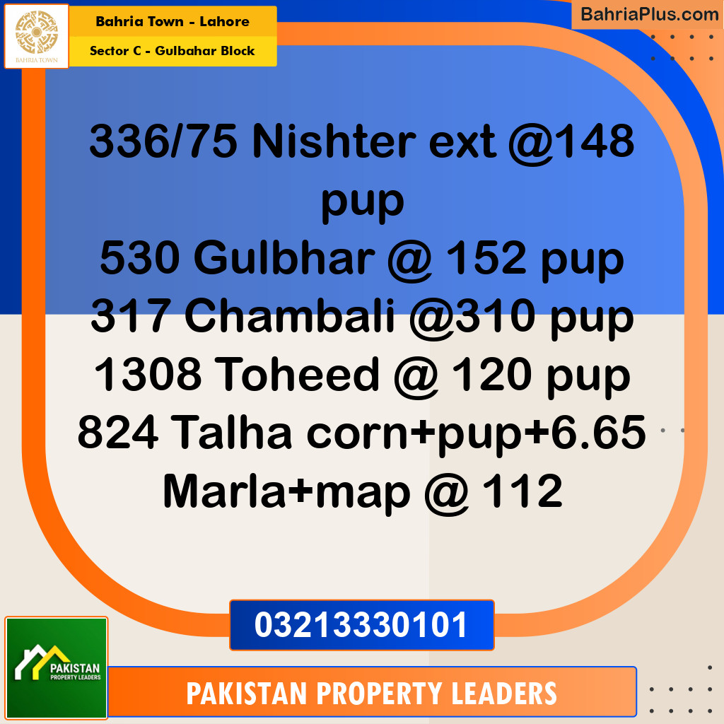 10 Marla Residential Plot for Sale in Sector C - Gulbahar Block -  Bahria Town, Lahore - (BP-272388)