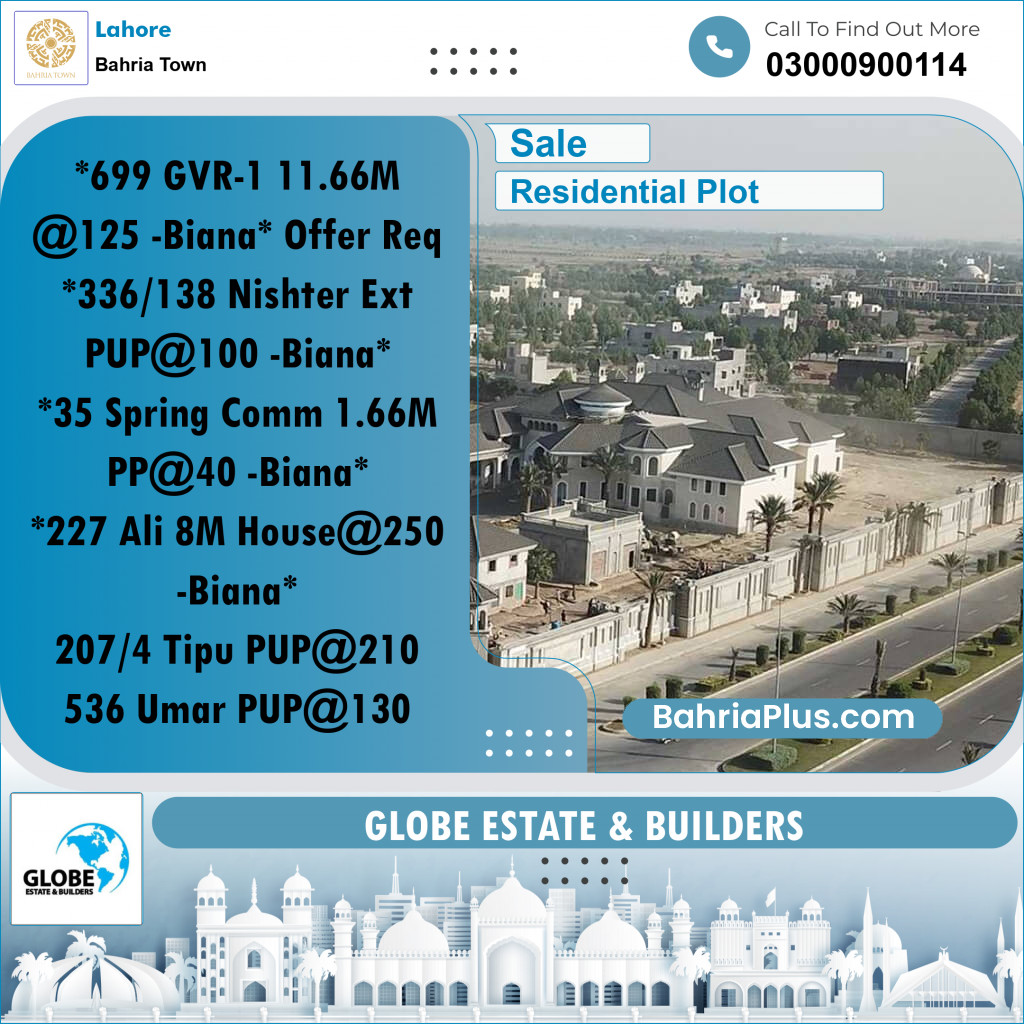Residential Plot for Sale in Bahria Town, Lahore - (BP-272405)