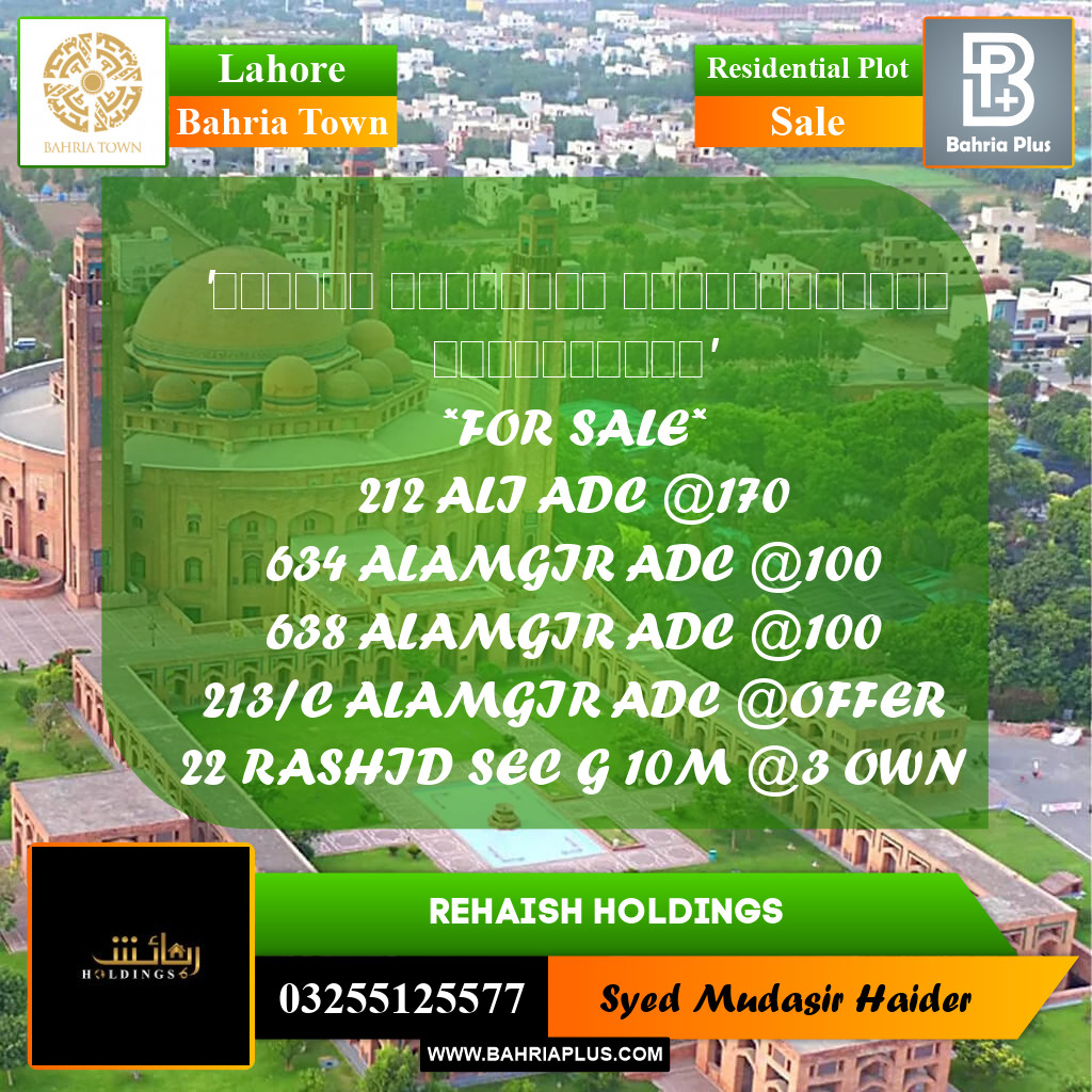 Residential Plot for Sale in Bahria Town, Lahore - (BP-272429)